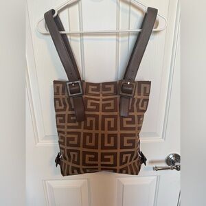 Givenchy Women’s Brown Geometric Canvas Tote Bag with Leather Straps